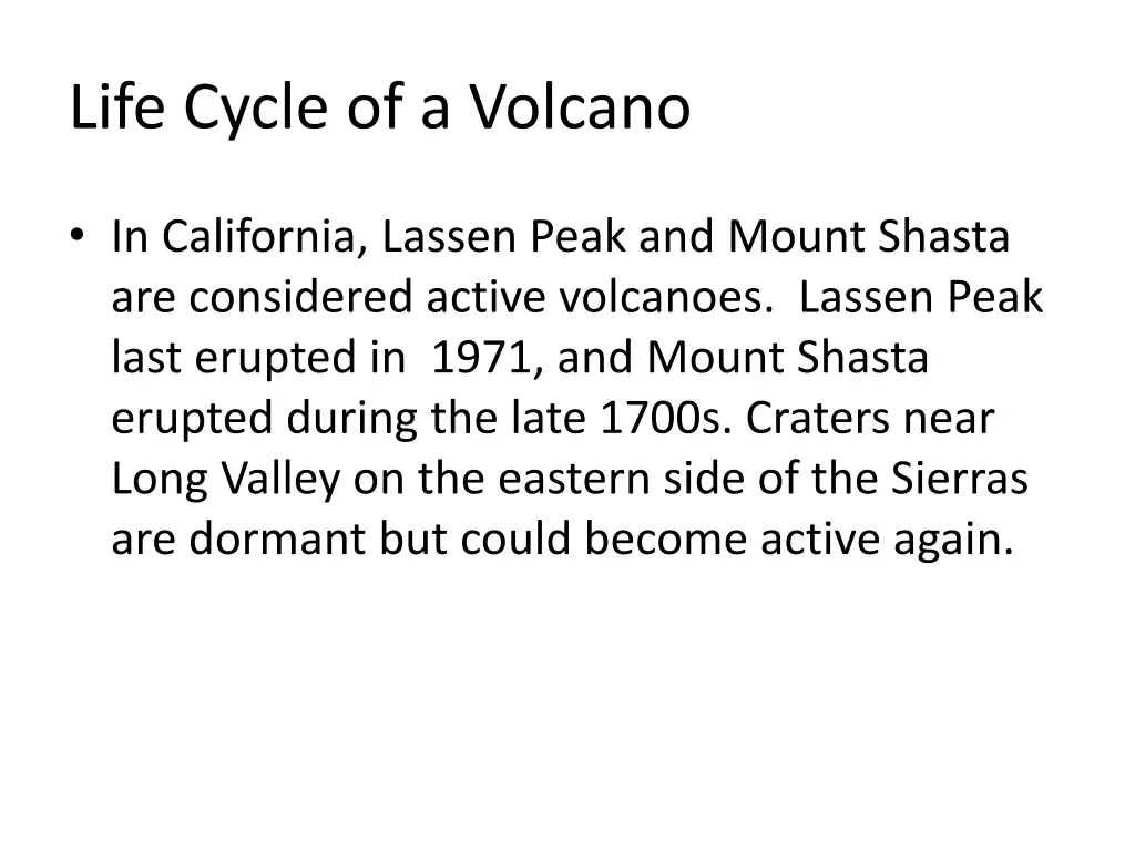 life cycle of a volcano