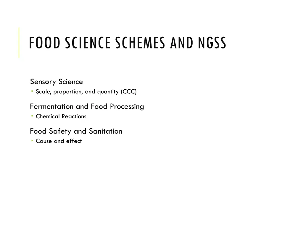 food science schemes and ngss