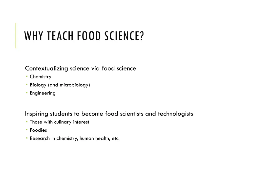 why teach food science