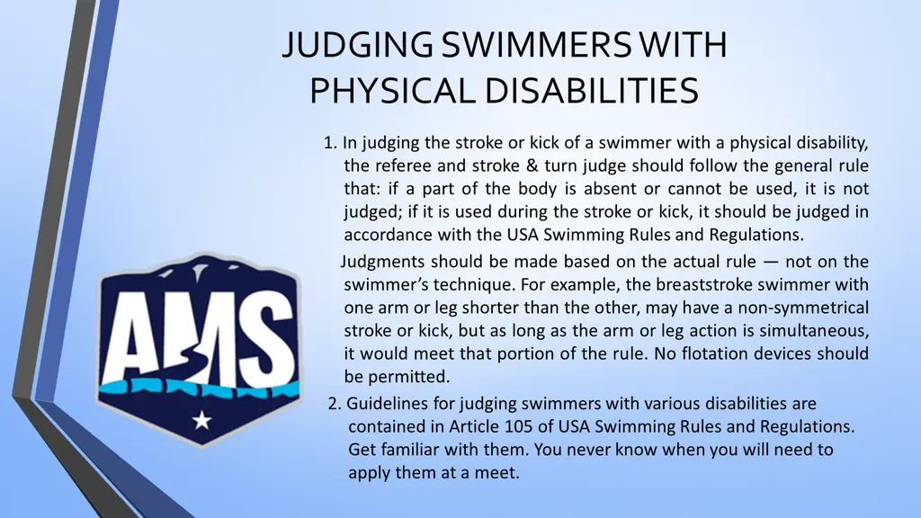 judging swimmers with physical disabilities