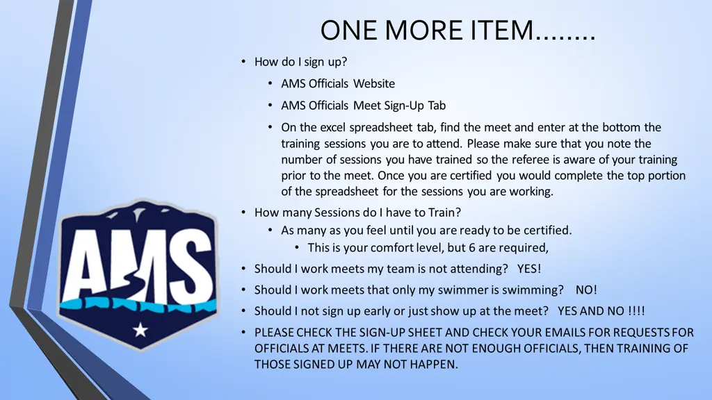 one more item how do i sign up ams officials