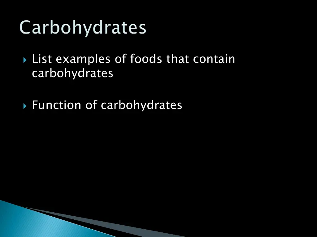 list examples of foods that contain carbohydrates