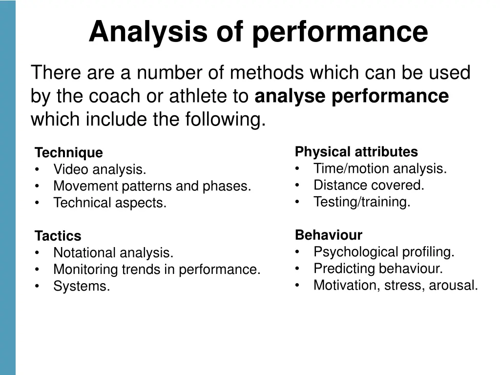 analysis of performance