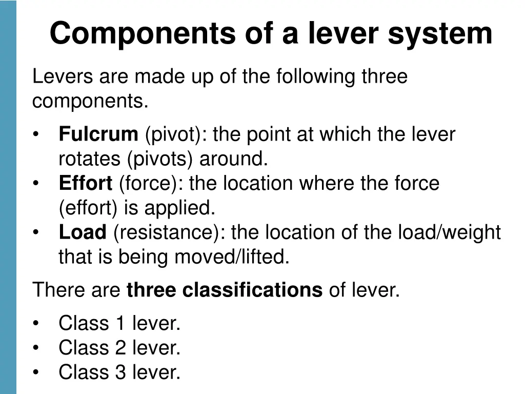 components of a lever system