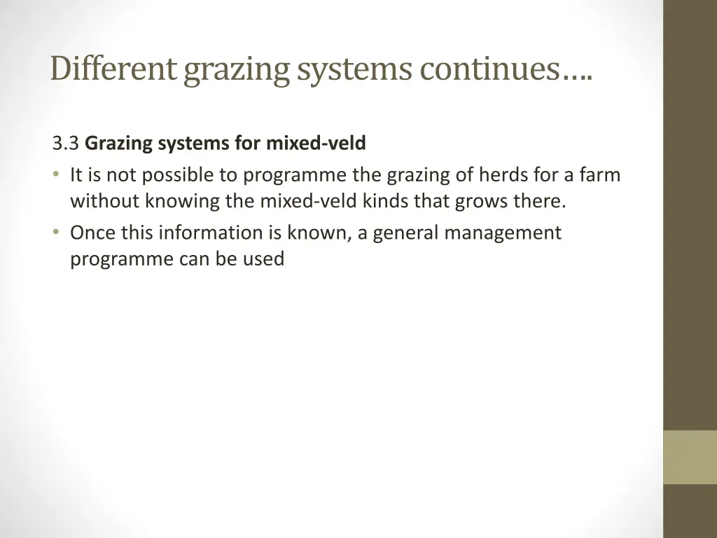 different grazing systems continues 1