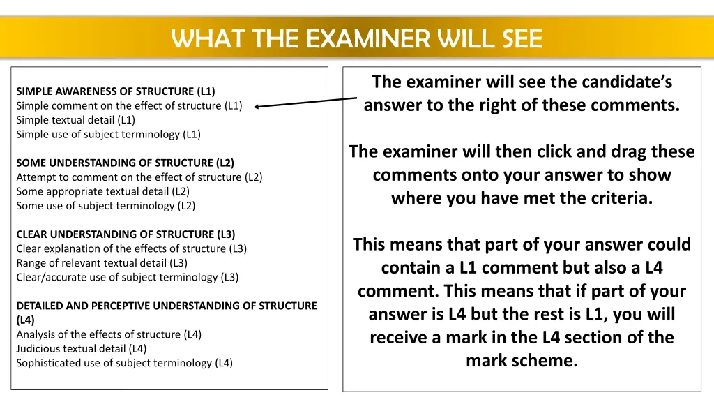 what the examiner will see 1