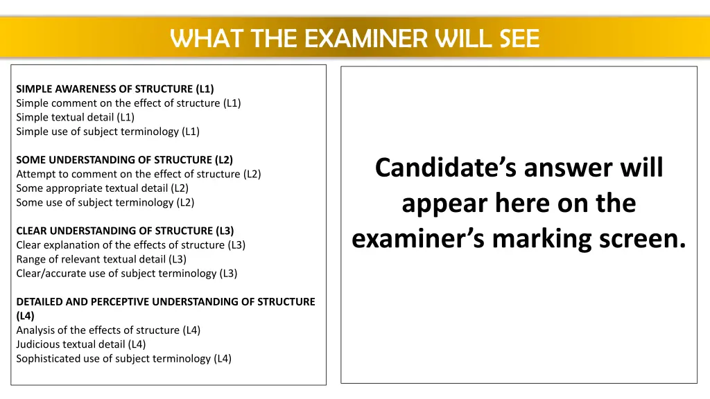 what the examiner will see