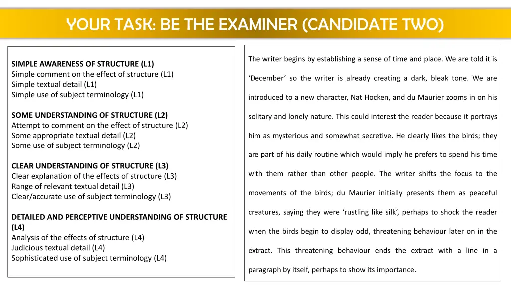 your task be the examiner candidate two