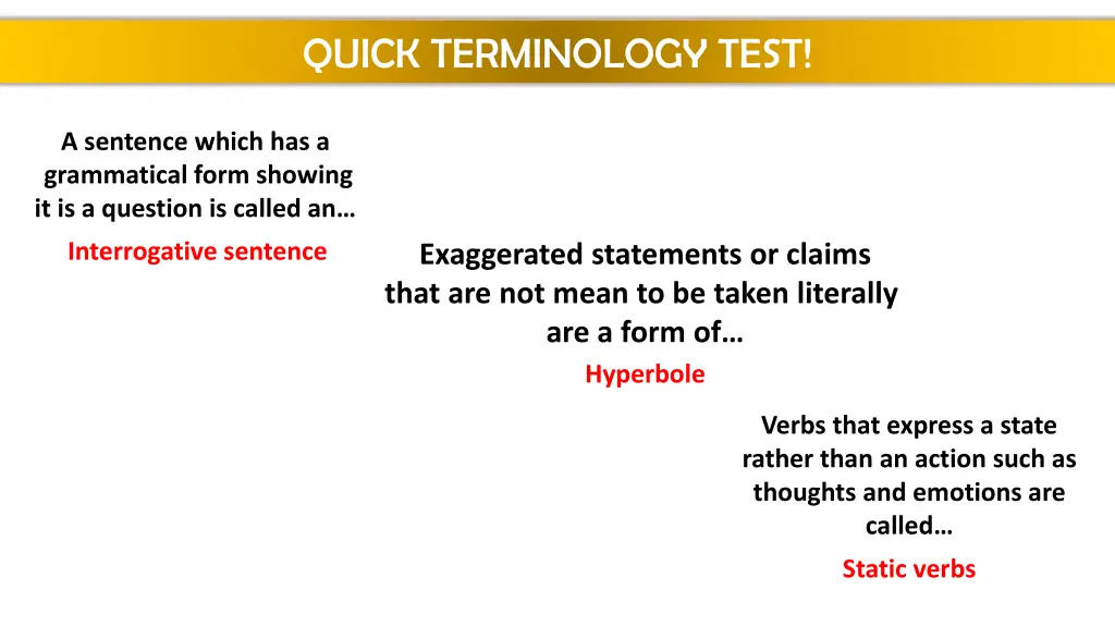 quick terminology test