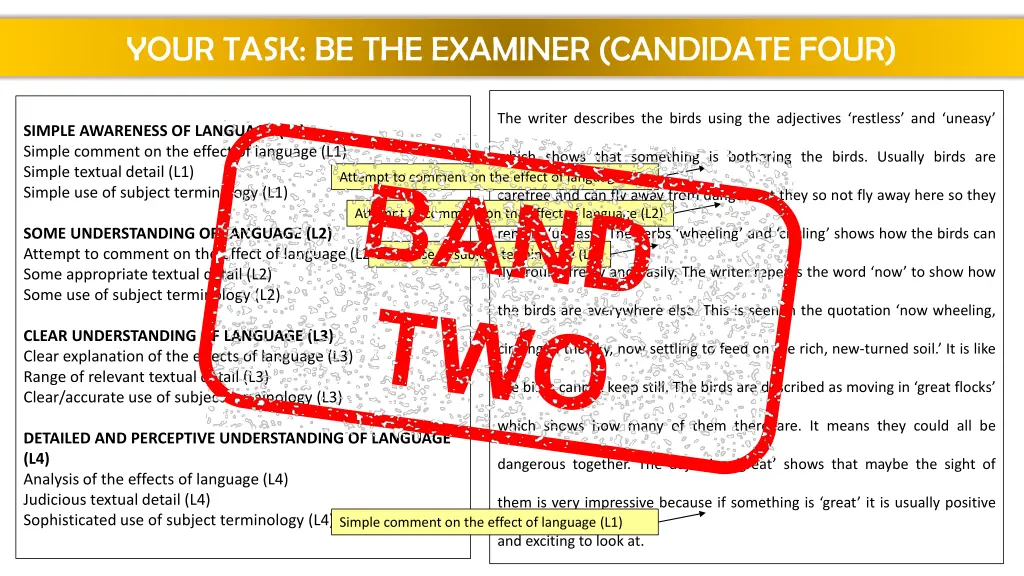 your task be the examiner candidate four 1