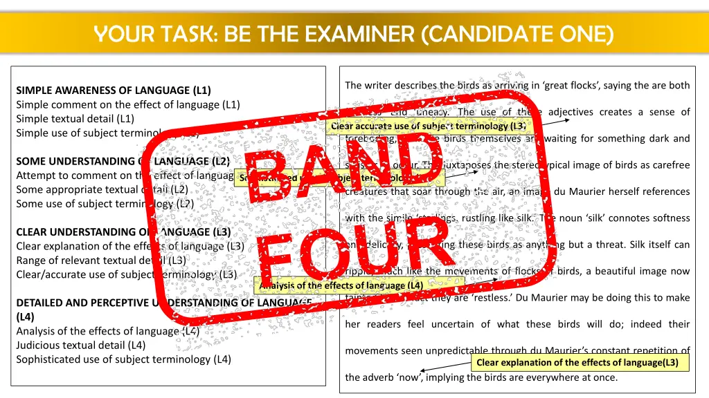 your task be the examiner candidate one 1