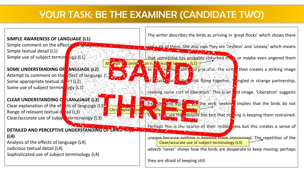 your task be the examiner candidate two 1