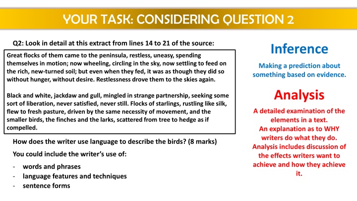 your task considering question 2