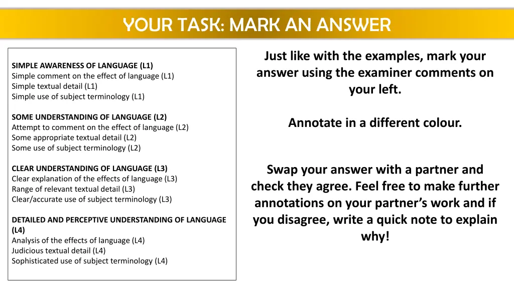 your task mark an answer