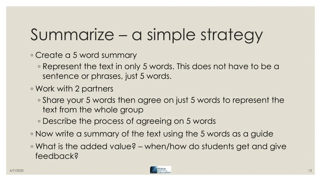 summarize a simple strategy