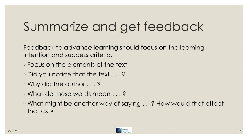 summarize and get feedback