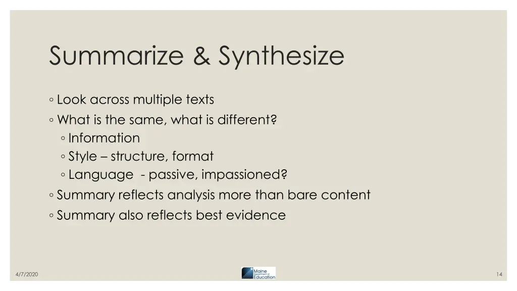 summarize synthesize