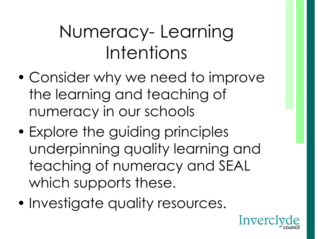 numeracy learning intentions consider why we need