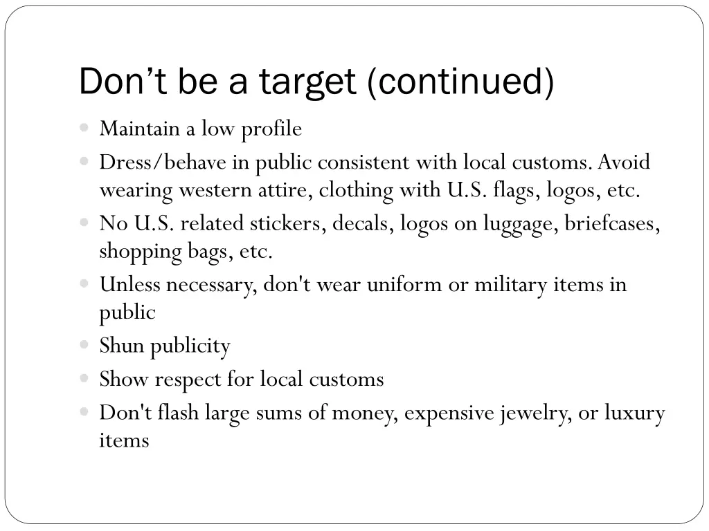 don t be a target continued