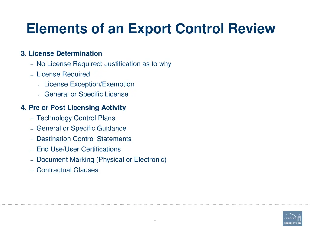 elements of an export control review 1