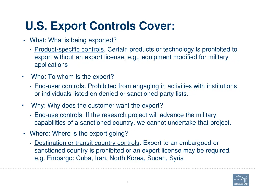 u s export controls cover