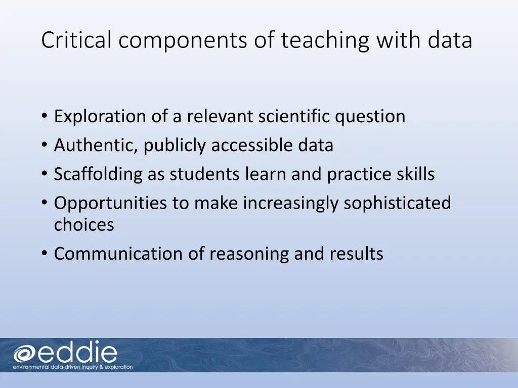 critical components of teaching with data