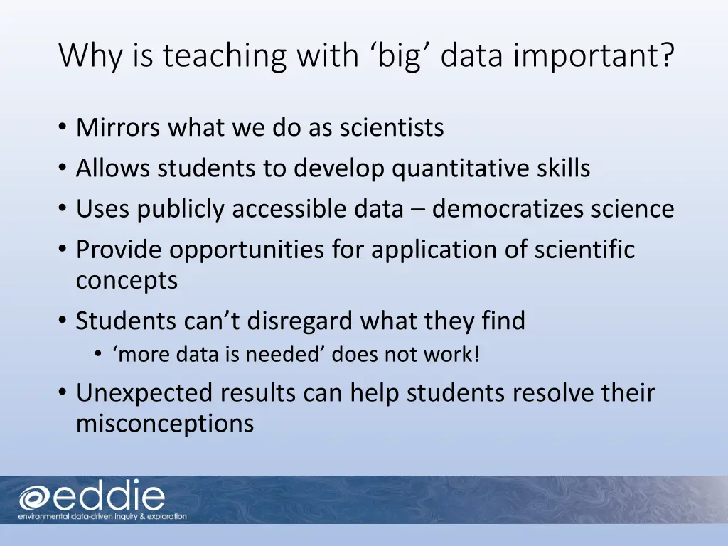 why is teaching with big data important