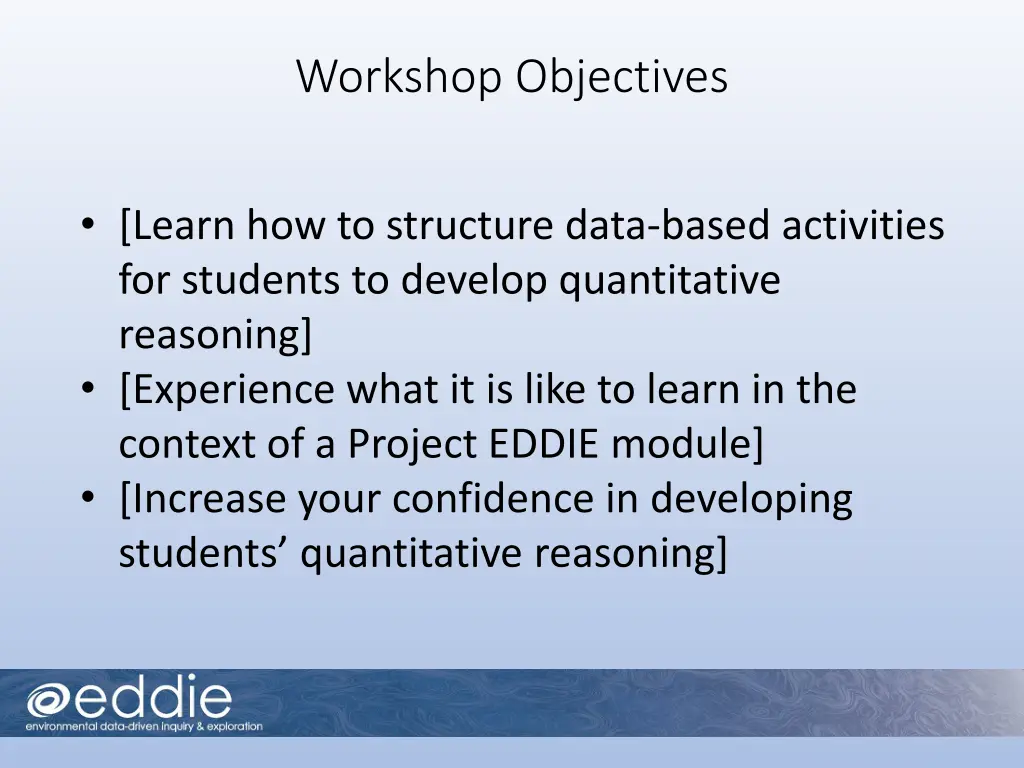 workshop objectives