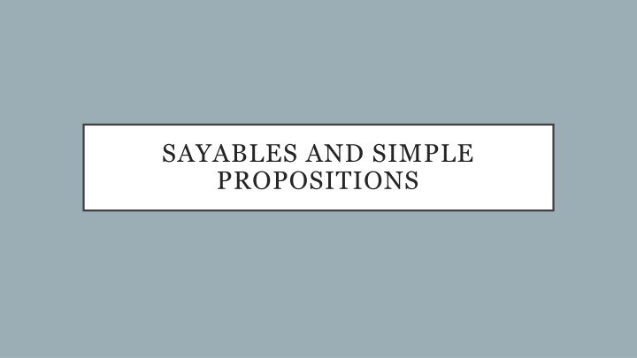 sayables and simple propositions