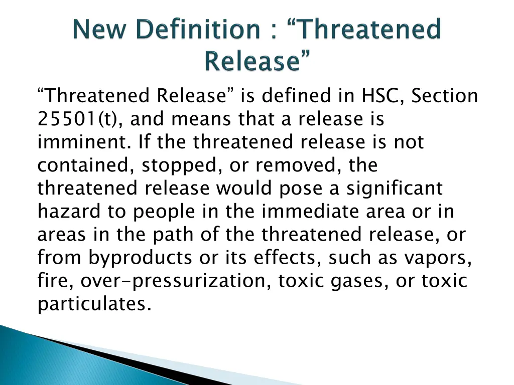 threatened release is defined in hsc section