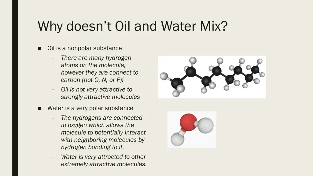 why doesn t oil and water mix