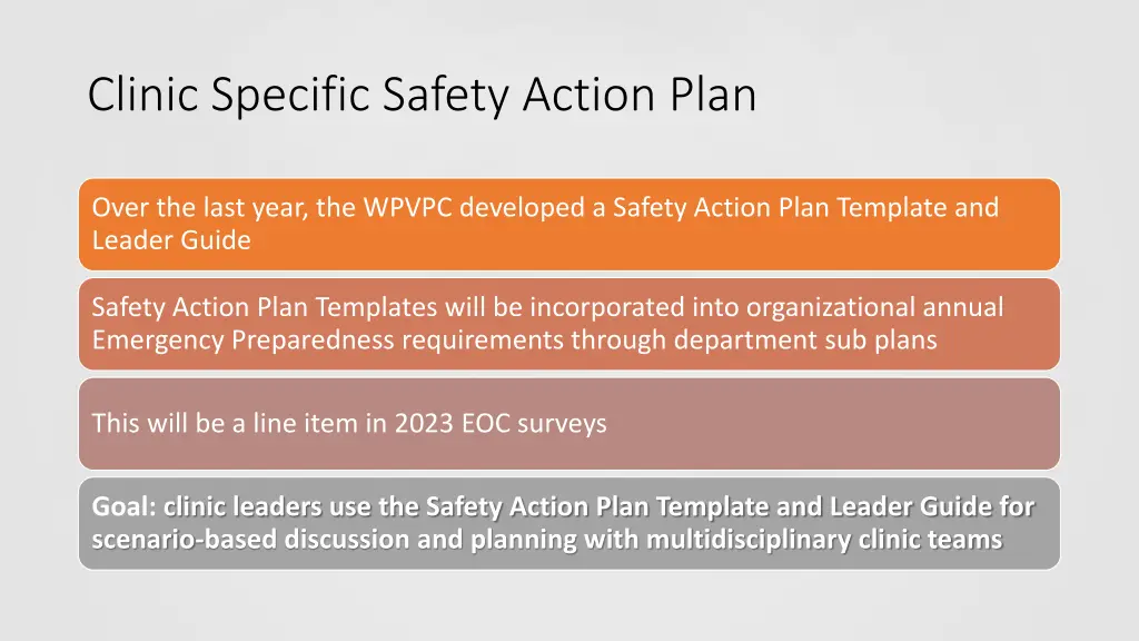 clinic specific safety action plan