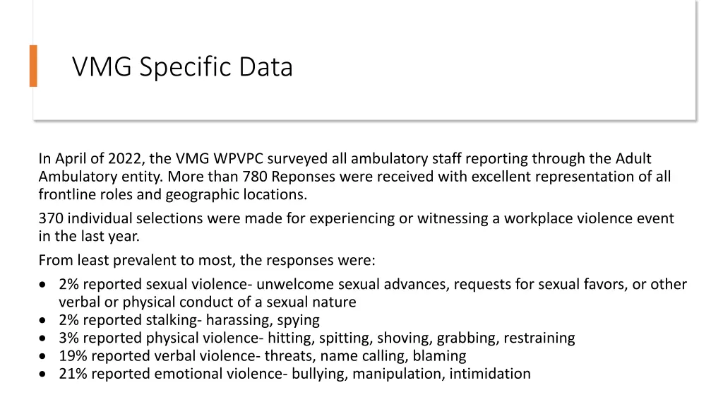 vmg specific data