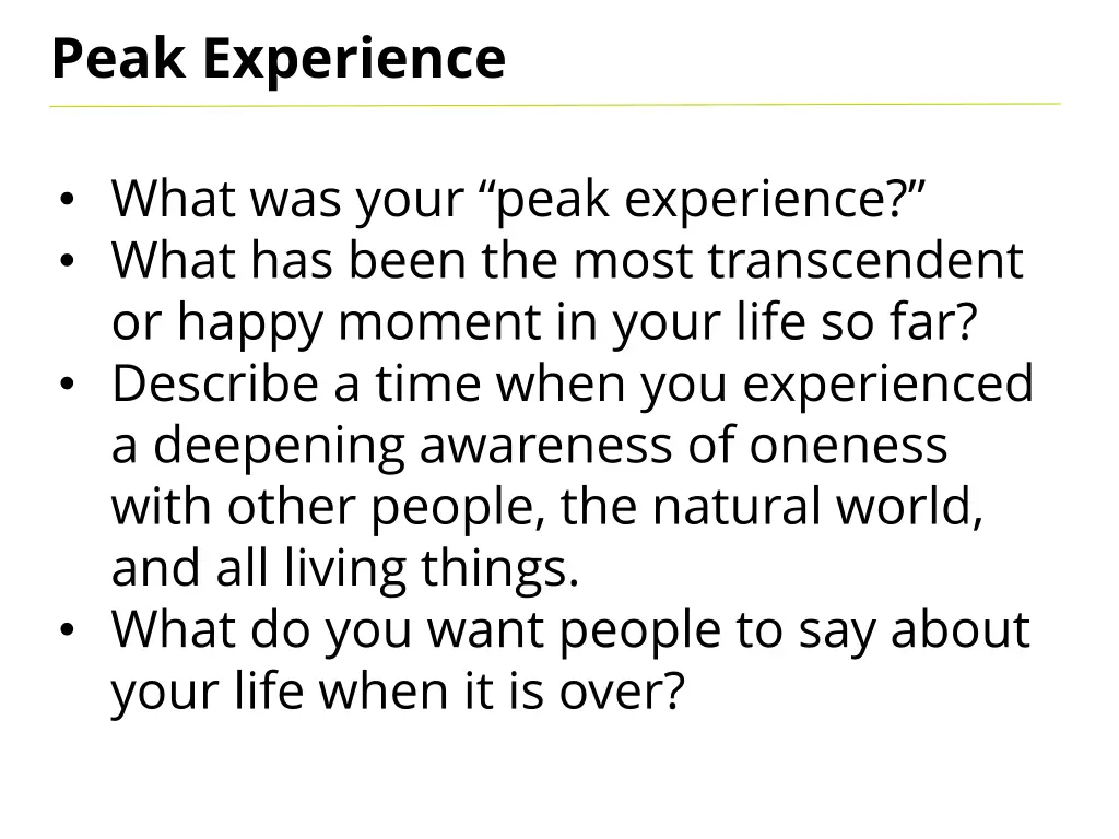 peak experience 1