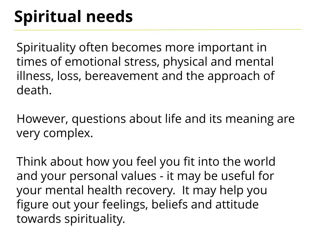 spiritual needs