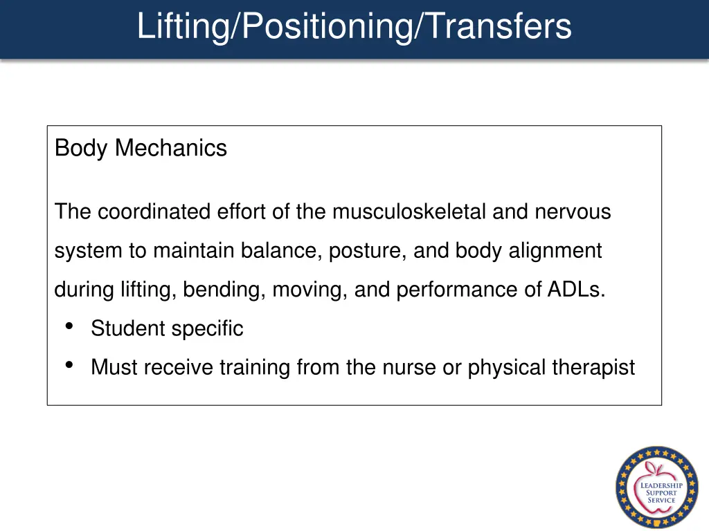 lifting positioning transfers