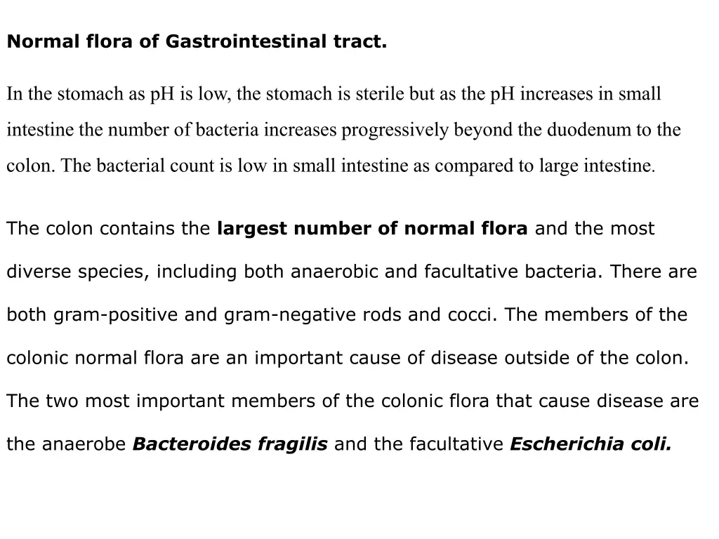 normal flora of gastrointestinal tract