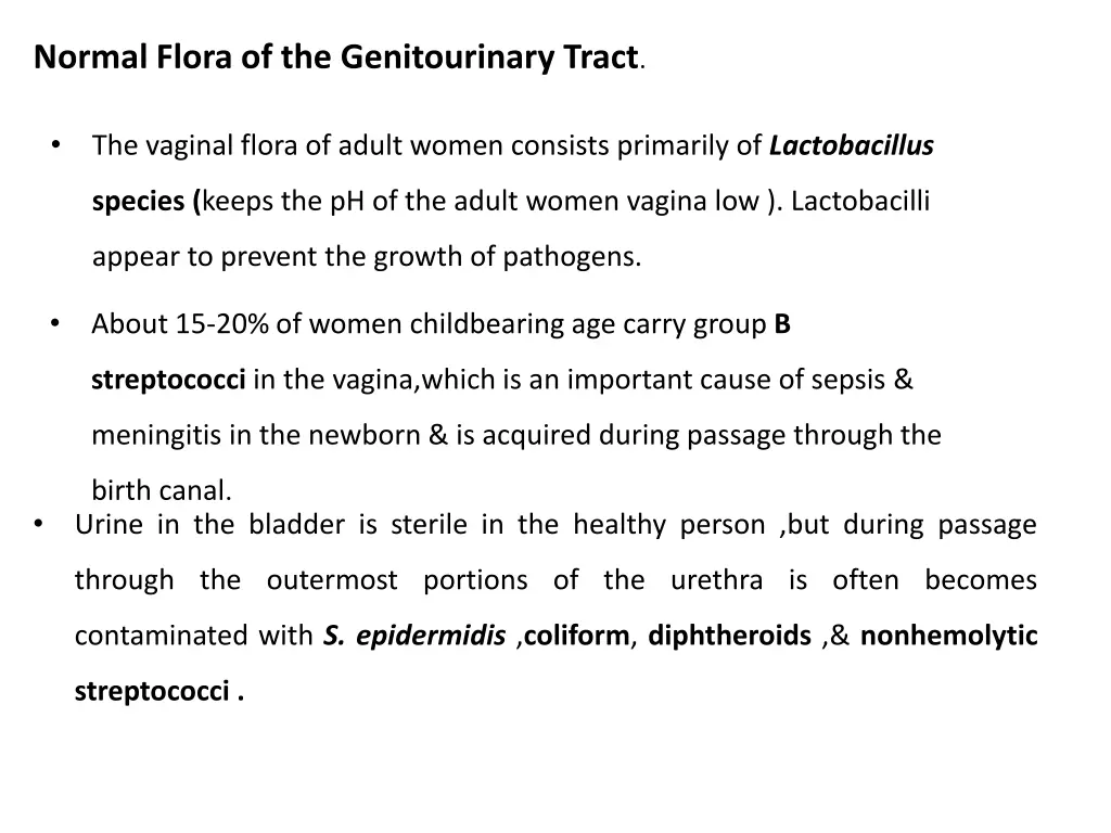 normal flora of the genitourinary tract