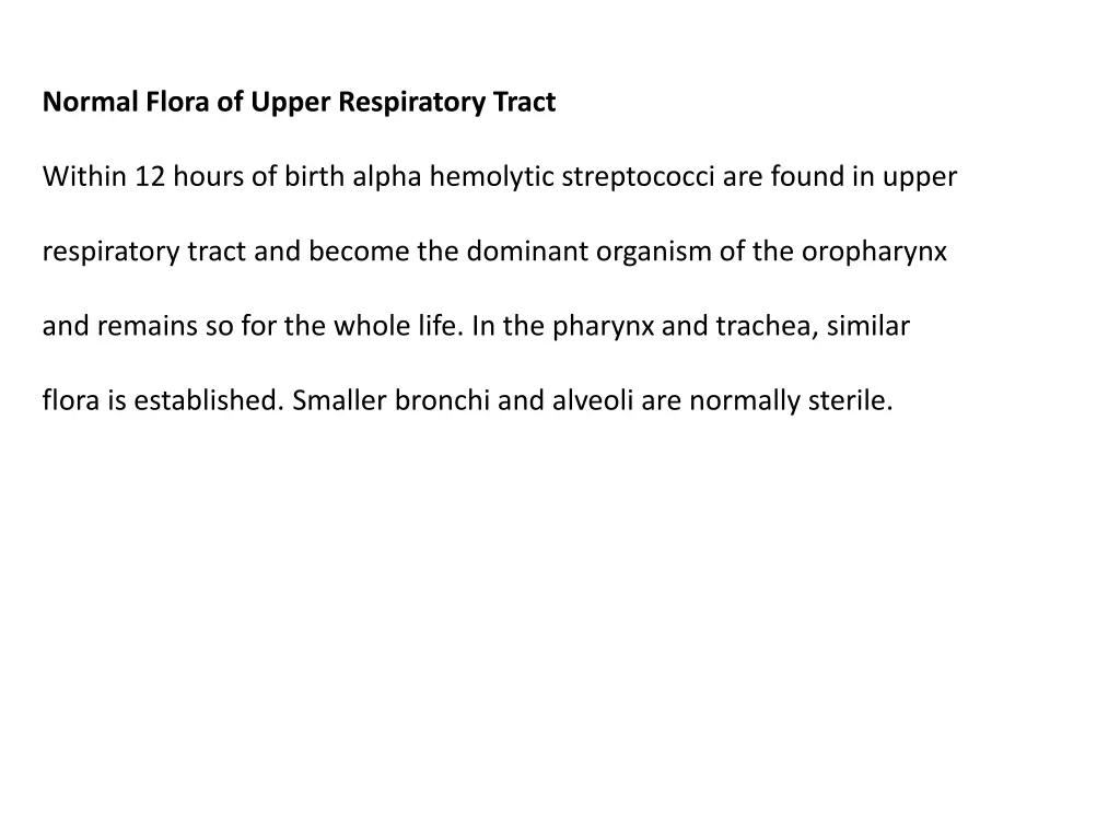 normal flora of upper respiratory tract