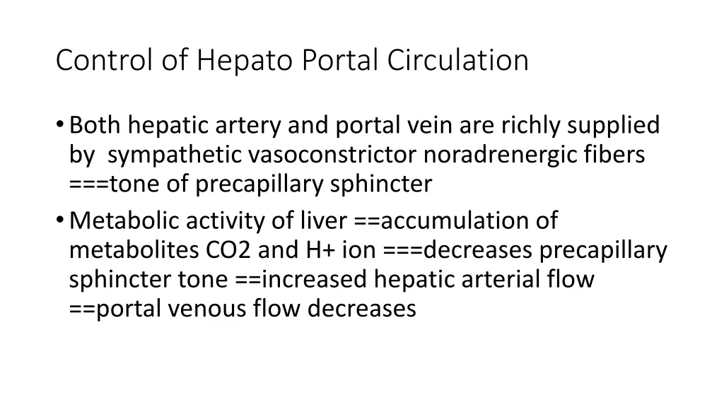 control of hepato portal circulation