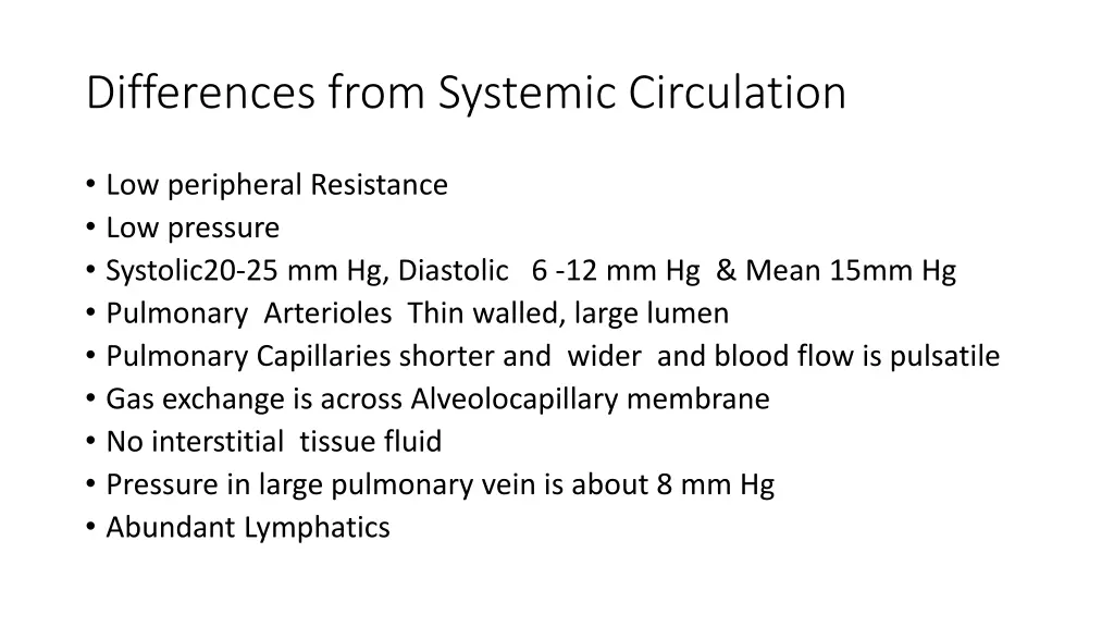 differences from systemic circulation