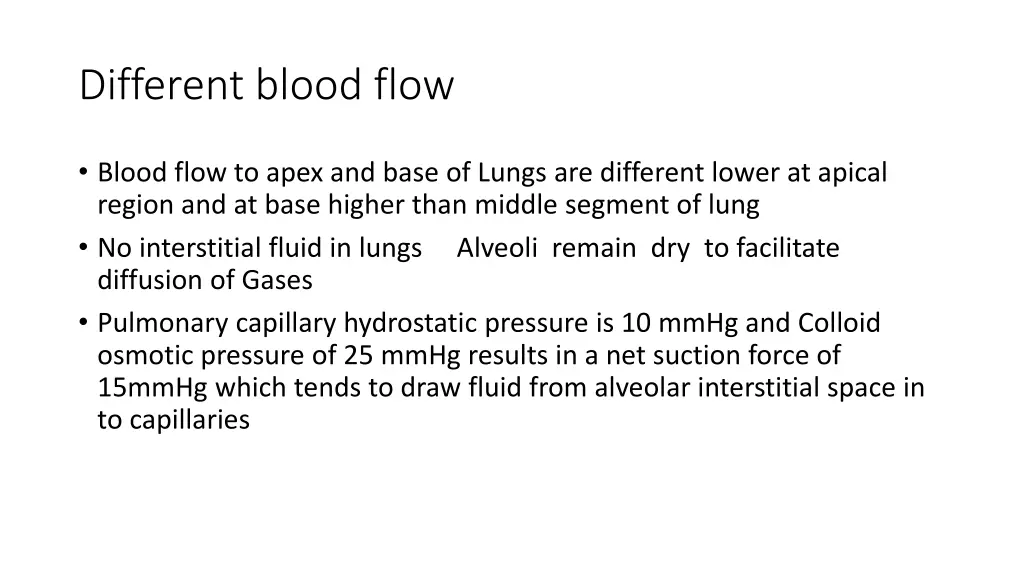 different blood flow