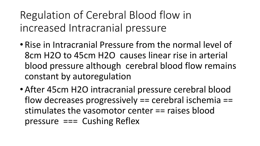 regulation of cerebral blood flow in increased