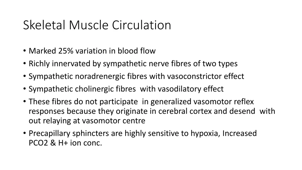 skeletal muscle circulation