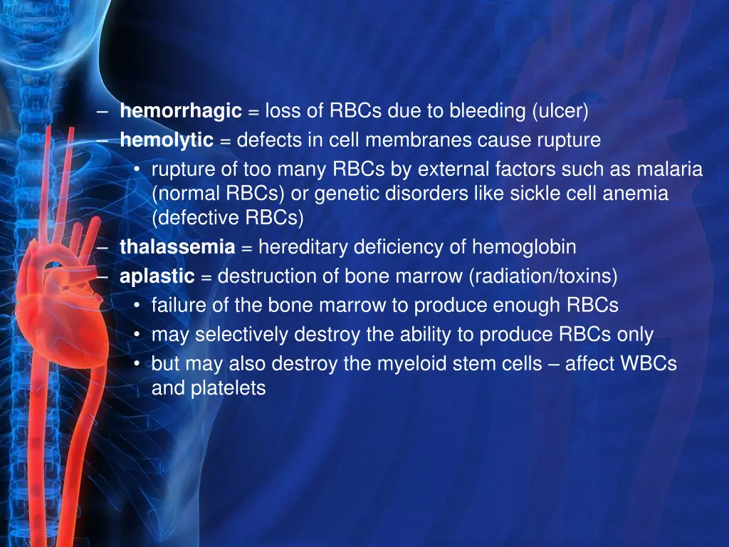 hemorrhagic loss of rbcs due to bleeding ulcer