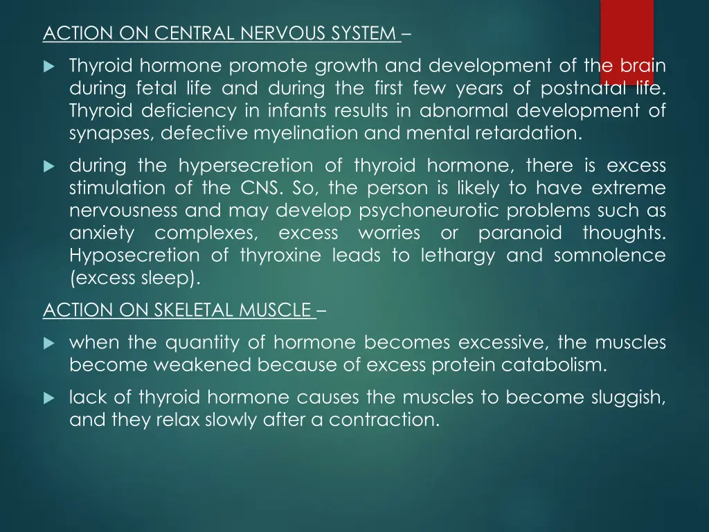 action on central nervous system