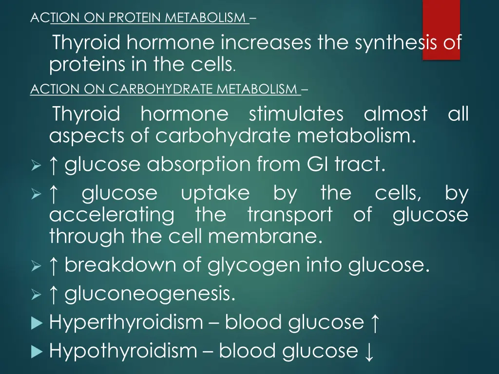 action on protein metabolism thyroid hormone