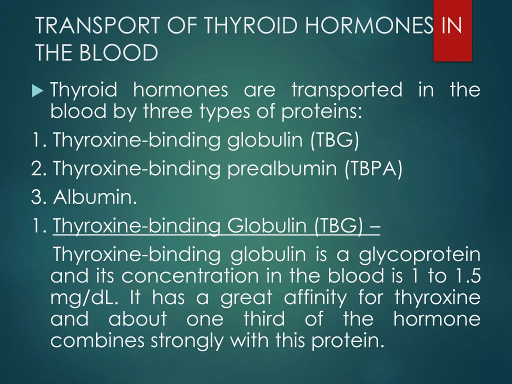 transport of thyroid hormones in the blood