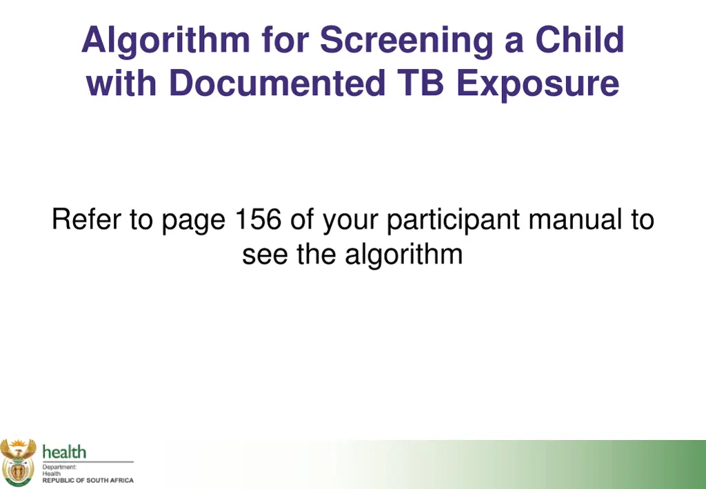 algorithm for screening a child with documented