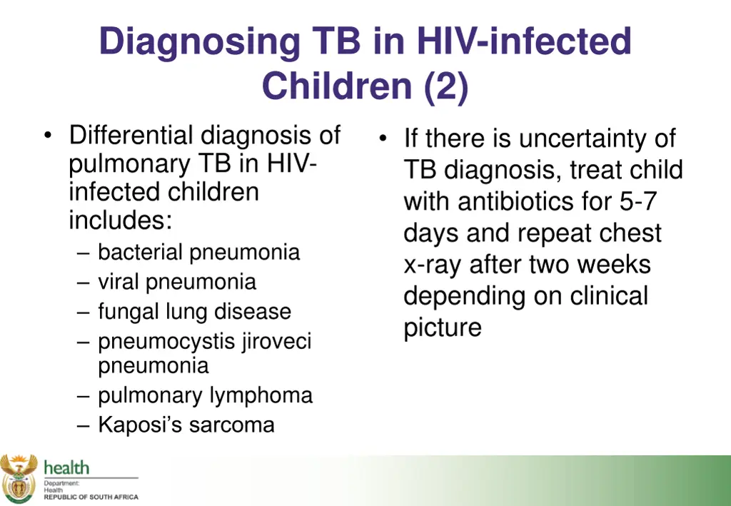 diagnosing tb in hiv infected children